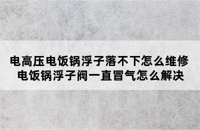 电高压电饭锅浮子落不下怎么维修 电饭锅浮子阀一直冒气怎么解决